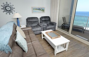 Flat-screen TV, DVD player
