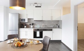 Fridge, microwave, oven, stovetop - Modern apartment with sophisticated equipment (Montabaur)