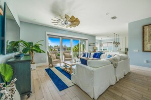 TV, foosball, stereo