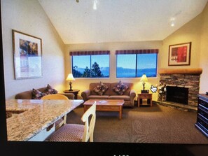 TV, fireplace, DVD player, video library