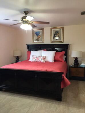 2 bedrooms, desk, iron/ironing board, travel crib