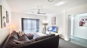 Una televisión, Netflix, un reproductor de DVD, libros