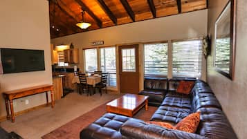 Smart TV, fireplace, video games, DVD player