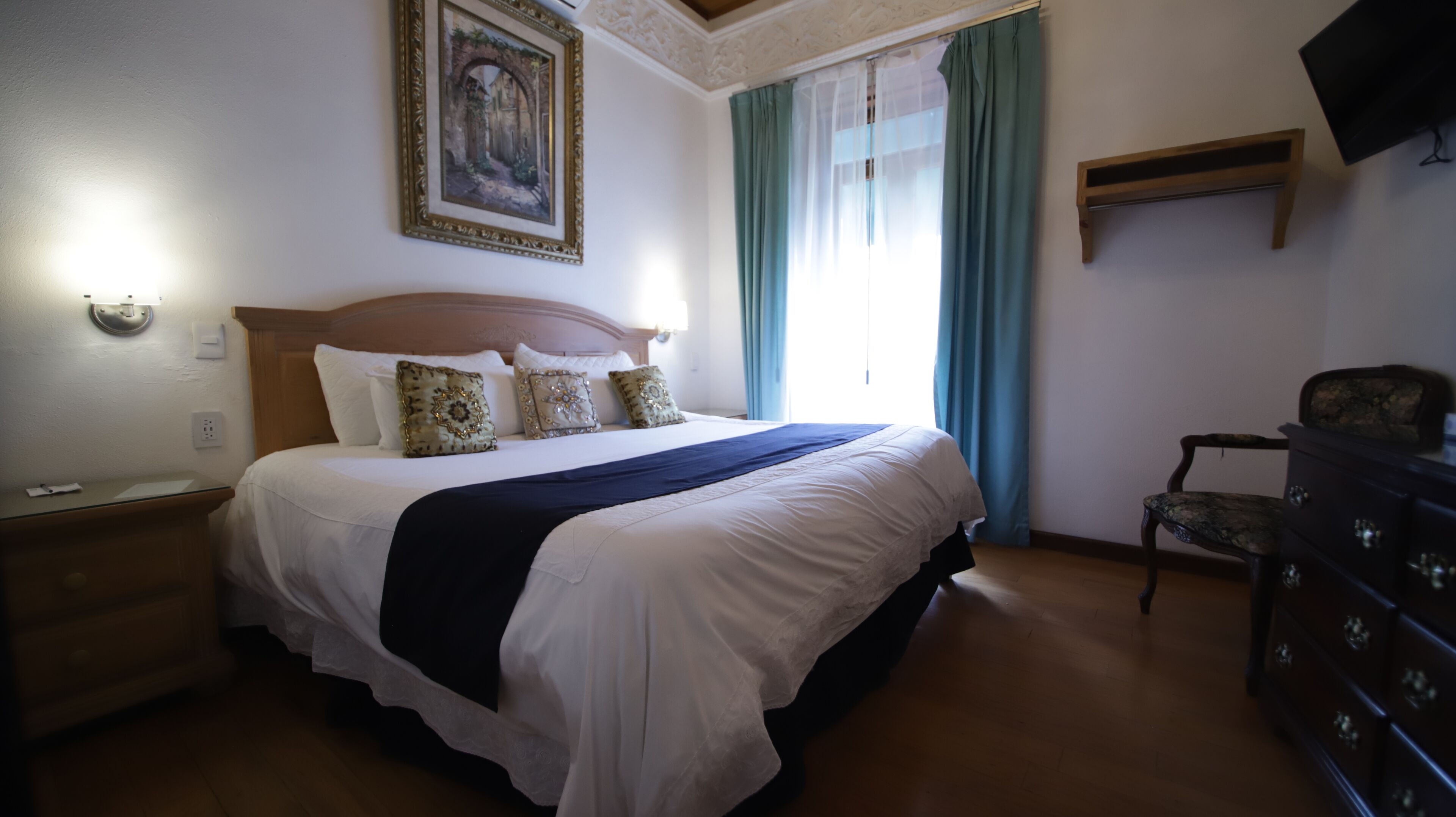 desk, blackout curtains, iron/ironing board, free wifi