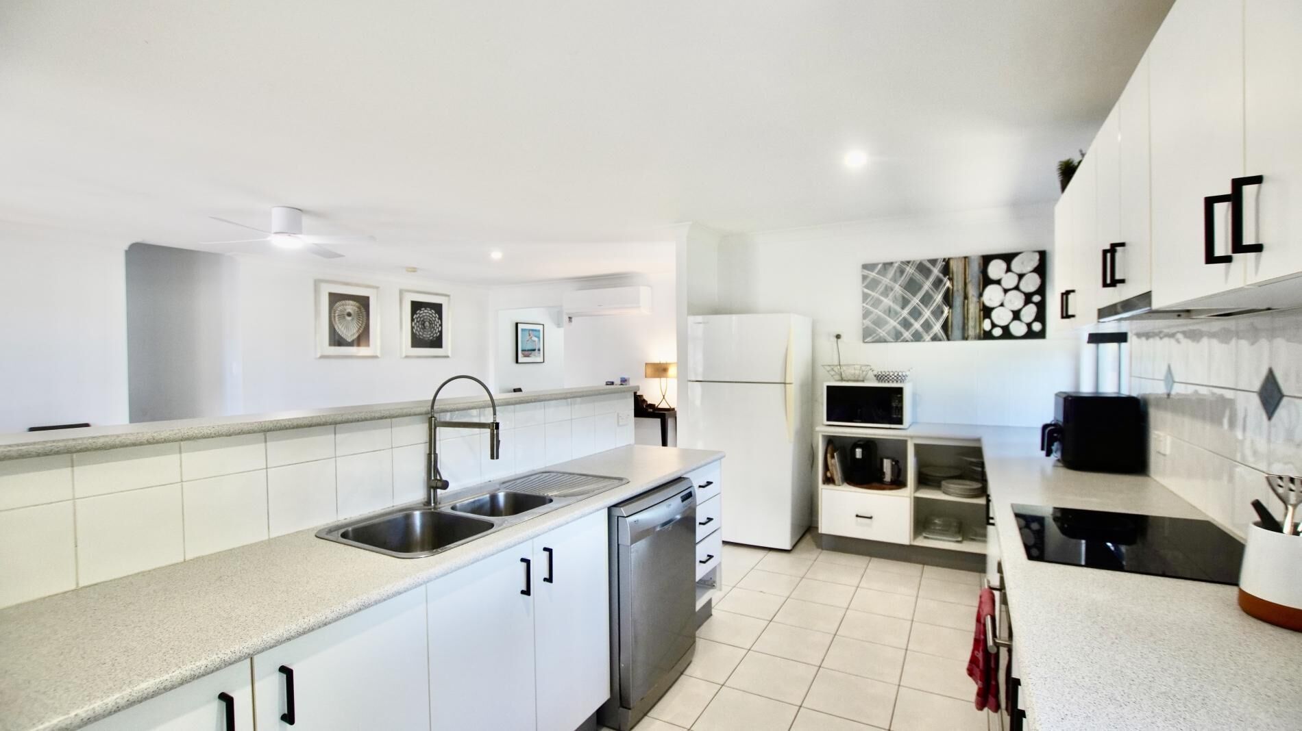 Fridge, microwave, oven, dishwasher