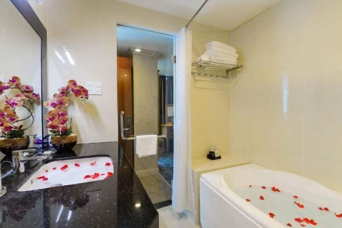 Free toiletries, hair dryer, slippers, bidet