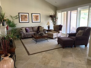 Smart TV, lareira, livros, videoteca