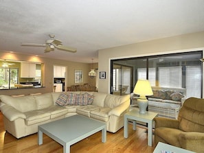 Flat-screen TV, DVD player