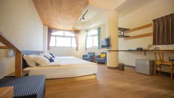 Deluxe Quadruple Room, Multiple Beds, Non Smoking, Partial Ocean View | Desk, blackout drapes, rollaway beds, free WiFi