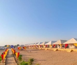 Egyptian cotton sheets, premium bedding, pillow-top beds, in-room safe - Aroma Desert Safari Camp (Jaisalmer)