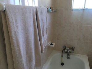 Deep-soaking bathtub, rainfall showerhead, free toiletries, towels - Shumba Lodge (Tutume)