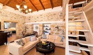Living area - Cretan Kera Villa Heated Pool (Kissamos)