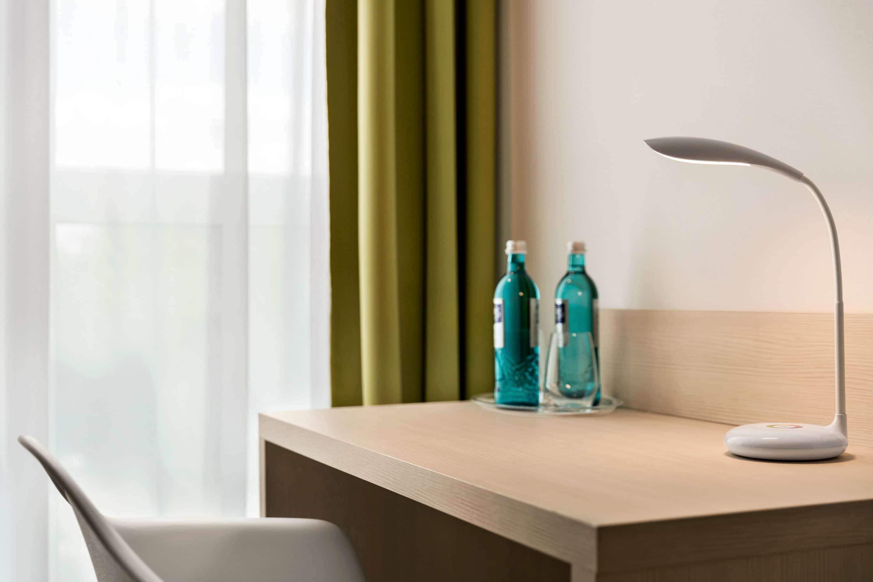 hypo-allergenic bedding, in-room safe, desk, laptop workspace