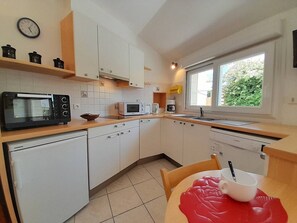 Microwave, oven, dishwasher, coffee/tea maker