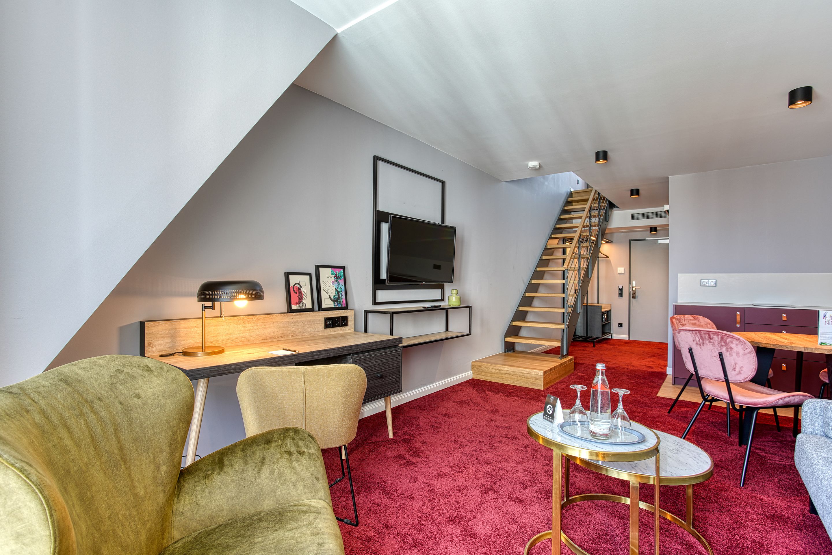 superior apartment | in-room safe, desk, laptop workspace, blackout curtains