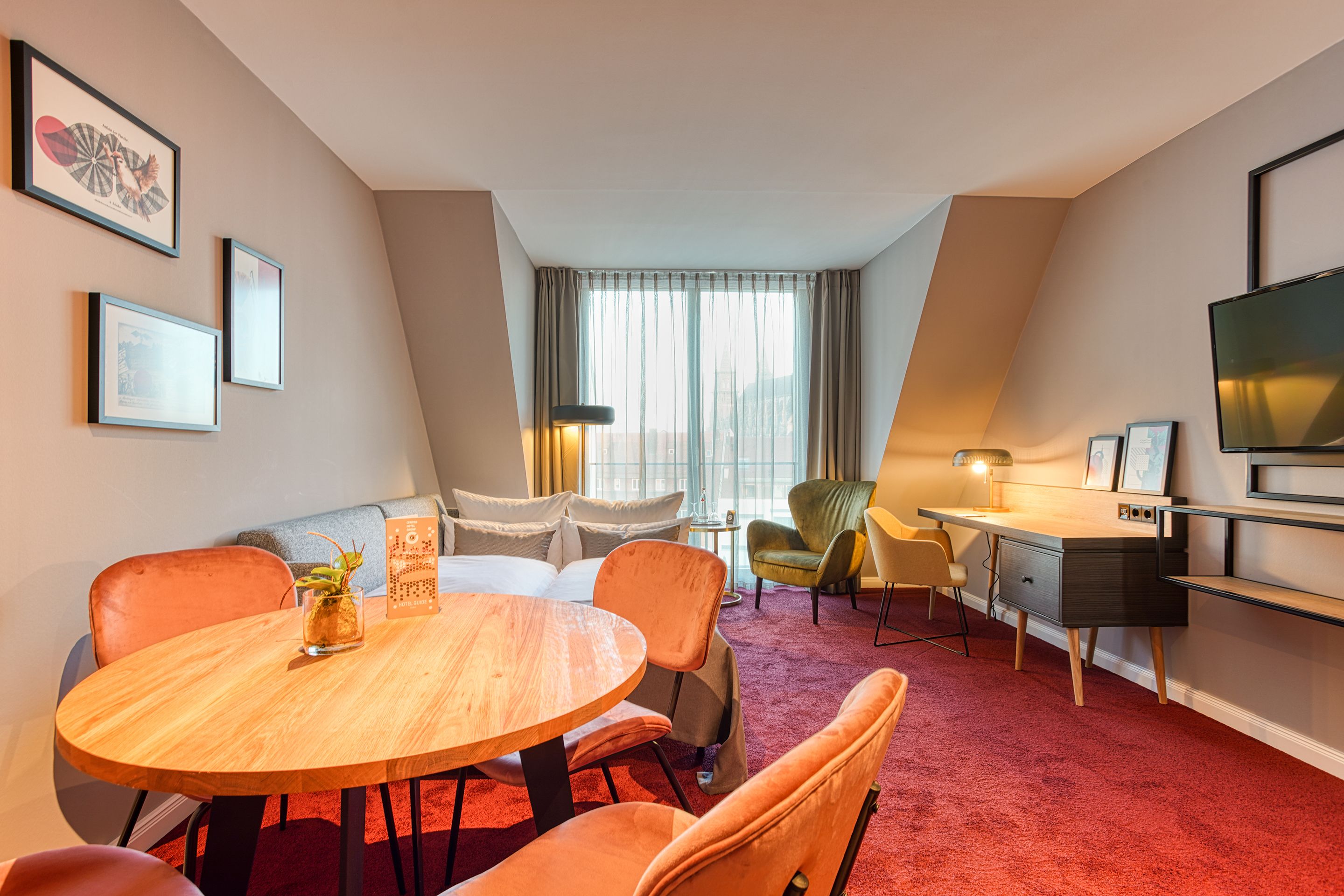 superior apartment | in-room safe, desk, laptop workspace, blackout curtains