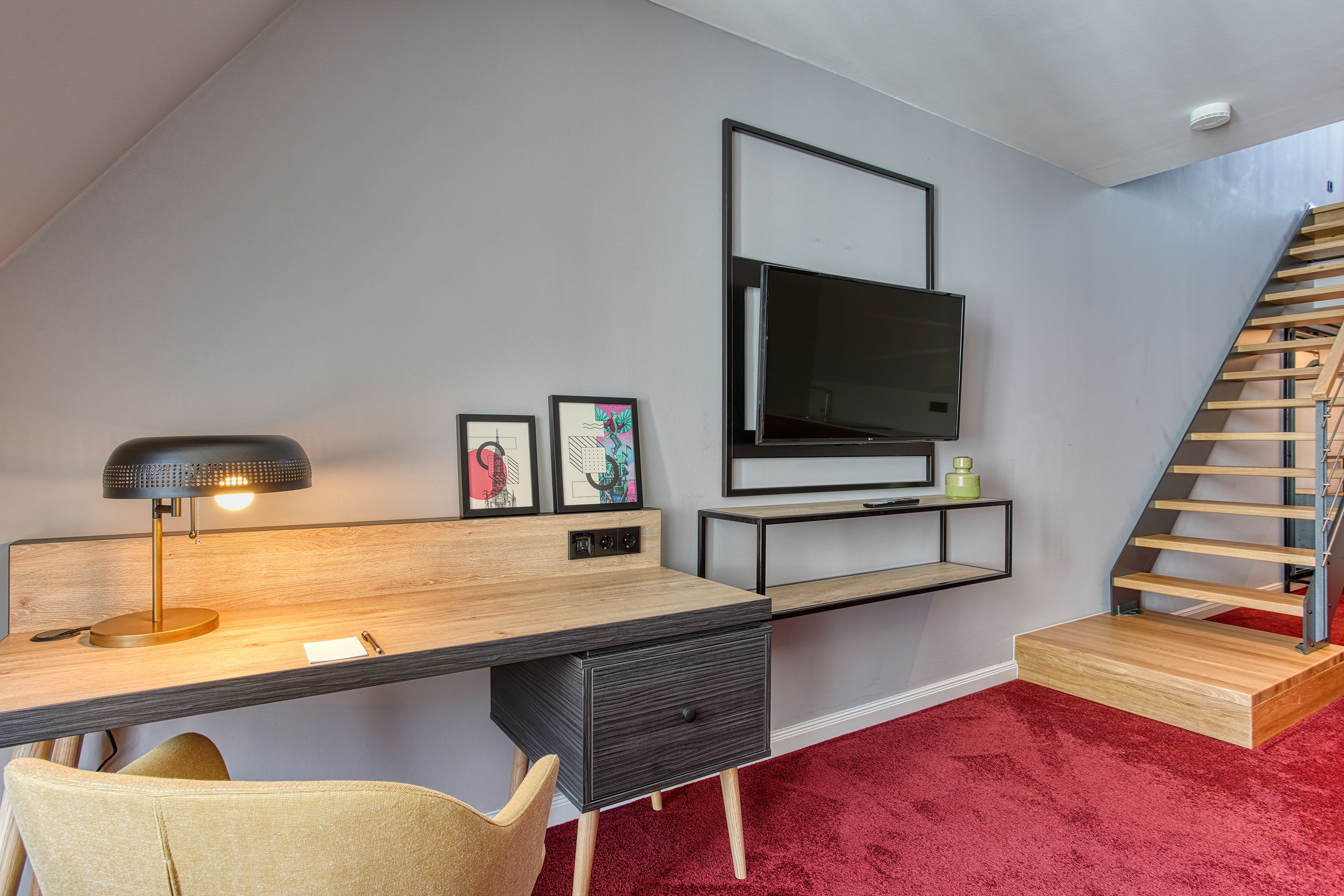 superior apartment | in-room safe, desk, laptop workspace, blackout curtains