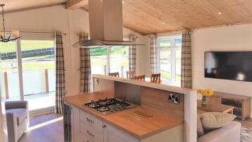 Luxury Chalet, 2 Bedrooms, Mountain View, Garden Area | Private kitchen | Full-sized fridge, microwave, oven, stovetop