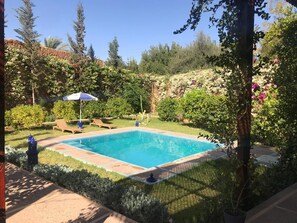 Outdoor pool, pool umbrellas, sun loungers - Villa Ikram (Tiout)