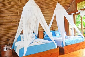 Family Bungalow, 2 Queen Beds, Balcony, Garden View | Desk, free WiFi, bed sheets - Lagoona Beach Bungalows (Cijulang)