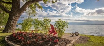 Steps away to Lake, deck w/ lake views, dock or fishing & swimming, fire pit!