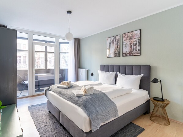 公寓, 1 張加大雙人床及 1 張梳化床 (Magdeburg Breiter Weg | One-Bedroom S) | 防敏寢具、獨特設計、獨特裝修、手提電腦工作空間