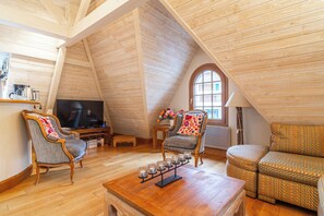 TV connectée, lecteur de DVD, livres, chaîne hi-fi