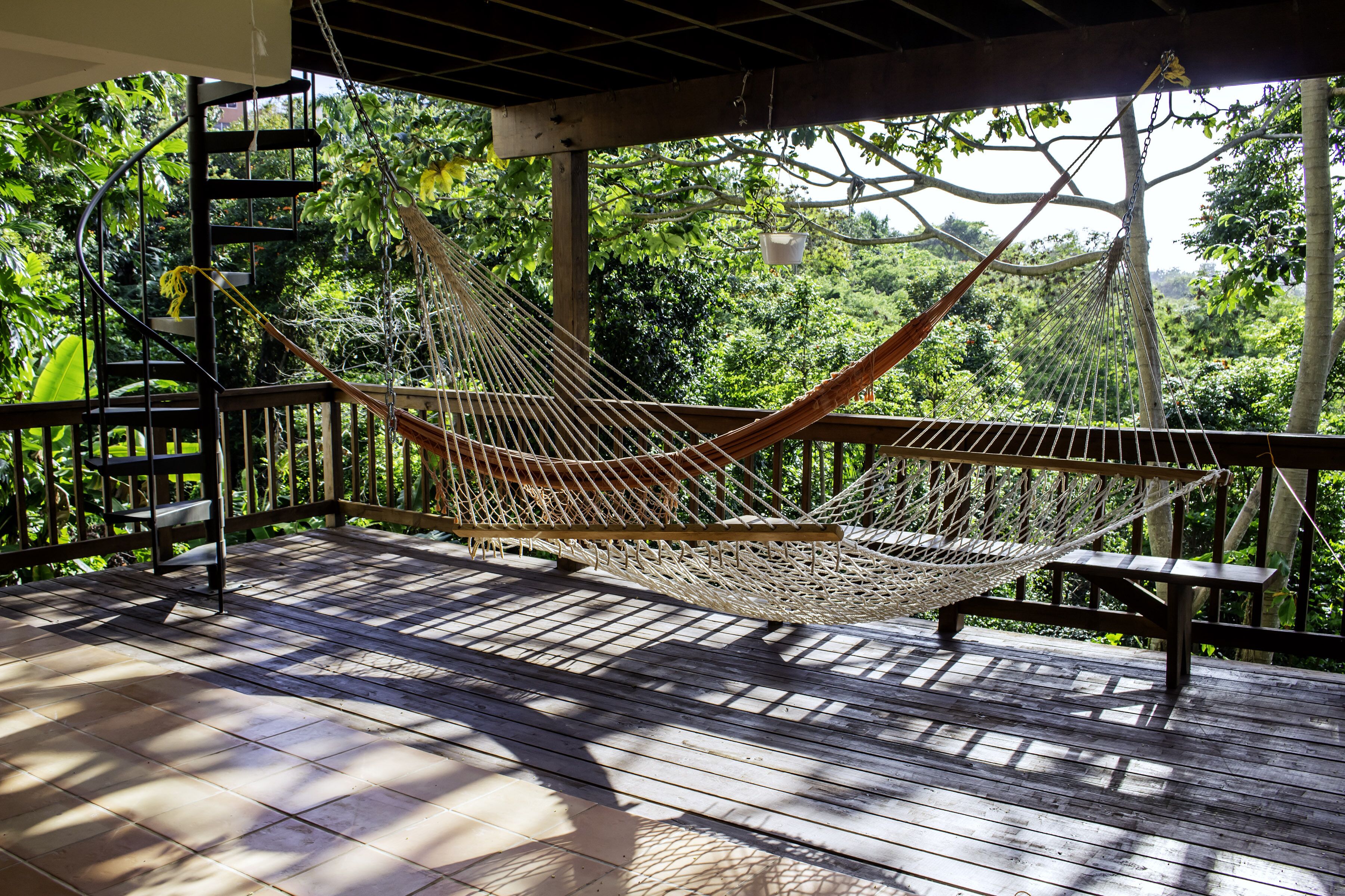 Enjoy the Hammocks in the Cool Shade on the Lower Deck Facing the Jungle