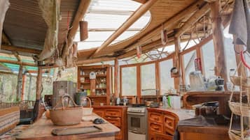 Fridge, oven, stovetop, electric kettle