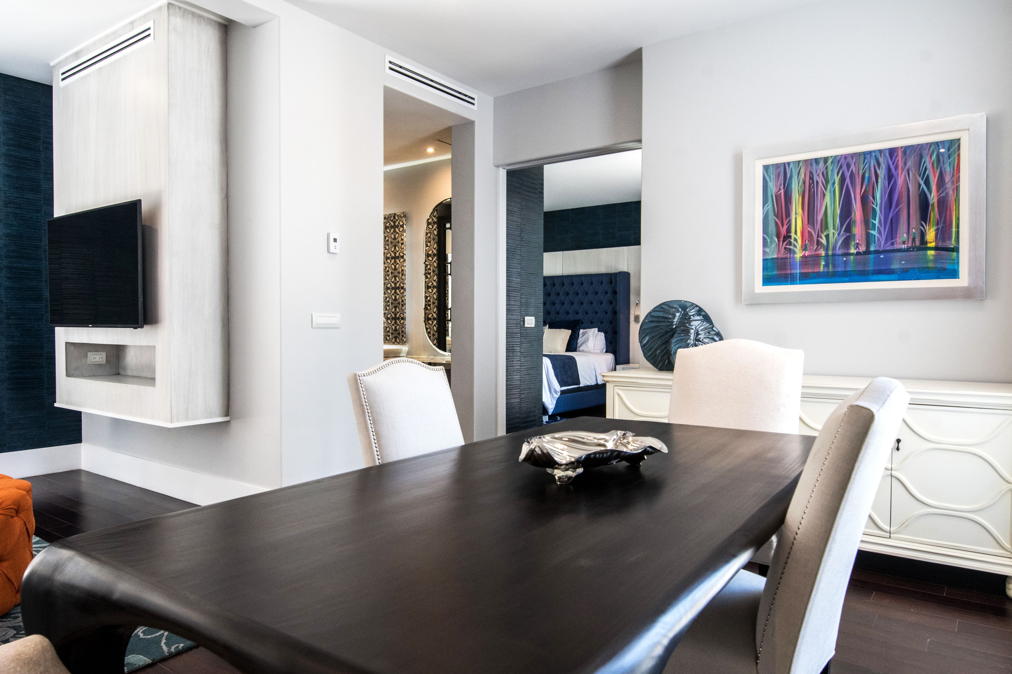 luxury suite, 1 king bed | living area | 55-inch smart tv with cable channels, tv, netflix