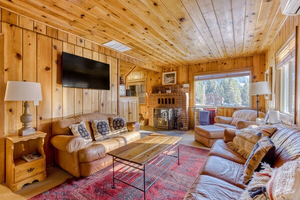 TV, DVD player, books, video library - Cozy pine interior home in the heart of Government Camp (Government Camp)