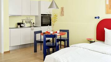 1 bedroom, premium bedding, iron/ironing board, travel crib