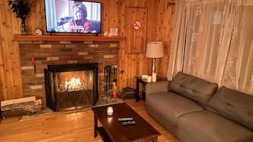 TV, fireplace, printers