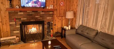 TV, fireplace, printers