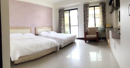 Desk, free WiFi, bed sheets