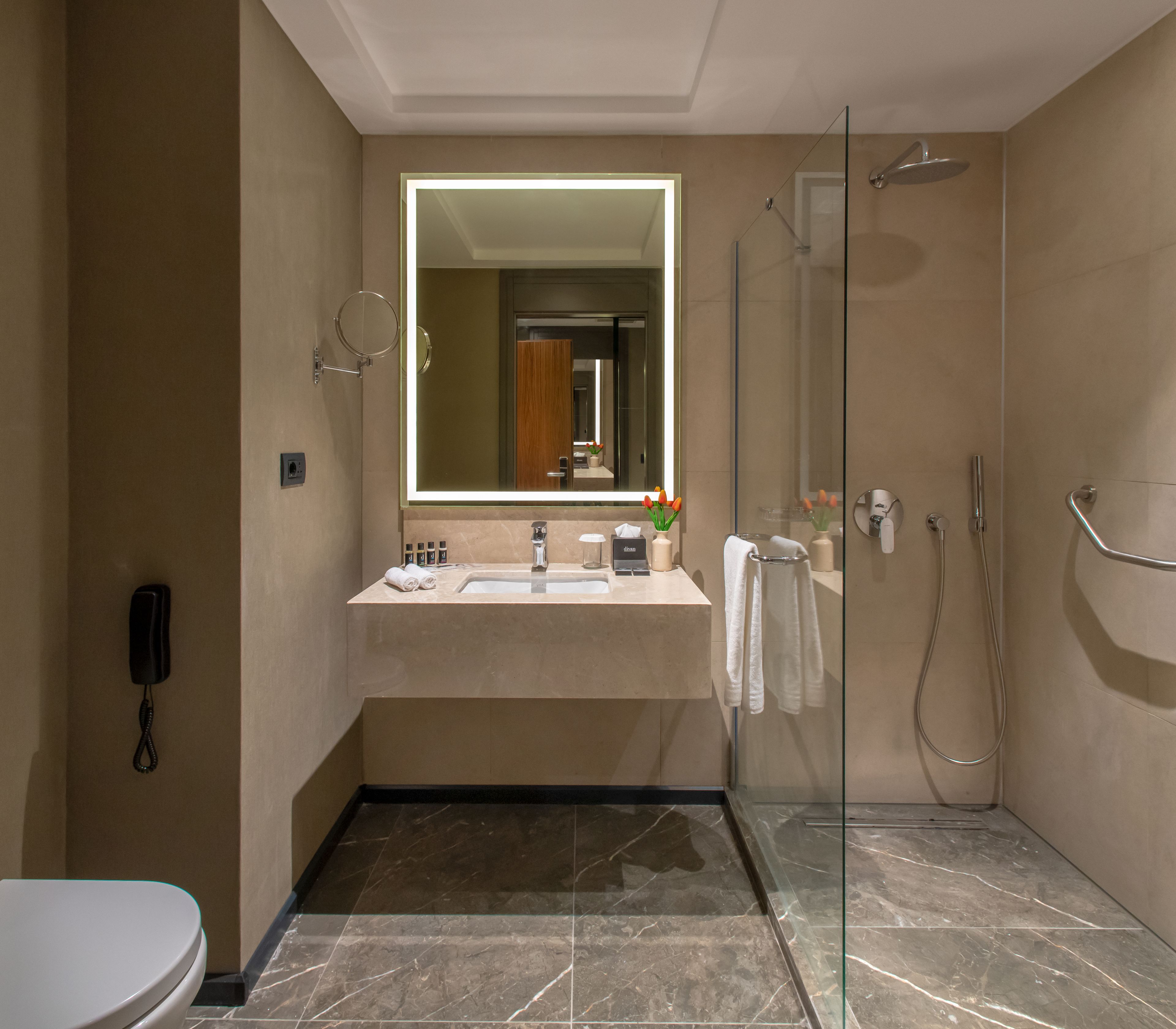 shower, free toiletries, hair dryer, bathrobes