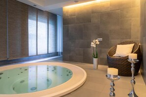 Sauna, hot tub, body treatments, hot stone massages