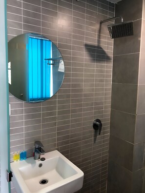 Standard Room, 1 King Bed | Bathroom | Shower, free toiletries, hair dryer, slippers - Double Happiness Hotel (Seri Manjung)