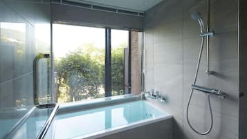 Free toiletries, hair dryer, slippers, electronic bidet