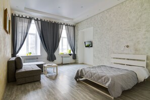 Family Apartment, Multiple Beds, City View | 2 bedrooms, premium bedding, individually decorated, blackout drapes