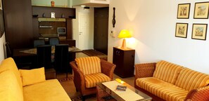 Classic Apartment, 1 Queen Bed with Sofa bed, Mountain View | Living area - Sunny Apartments (Budva)