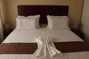 2 bedrooms, premium bedding, desk, laptop workspace