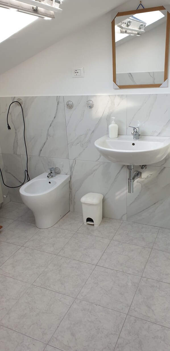 A bathroom with a bidet, a sink, and a mirror. - Le ACACIE rooms ( ex B&B ) (Termoli)