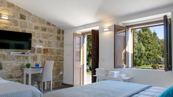 Dobbeltværelse med dobbeltseng eller 2 enkeltsenge - 1 queensize-seng - bjergudsigt | Individuelt design, skrivebord, gratis Wi-Fi, sengetøj