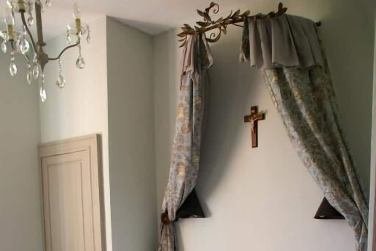 Blackout curtains, iron/ironing board (on request)