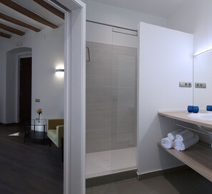 Twin Room, Mountain View | Bathroom | Shower, free toiletries, hair dryer, towels - Hotel Rural la Frasera (Vacarisses)