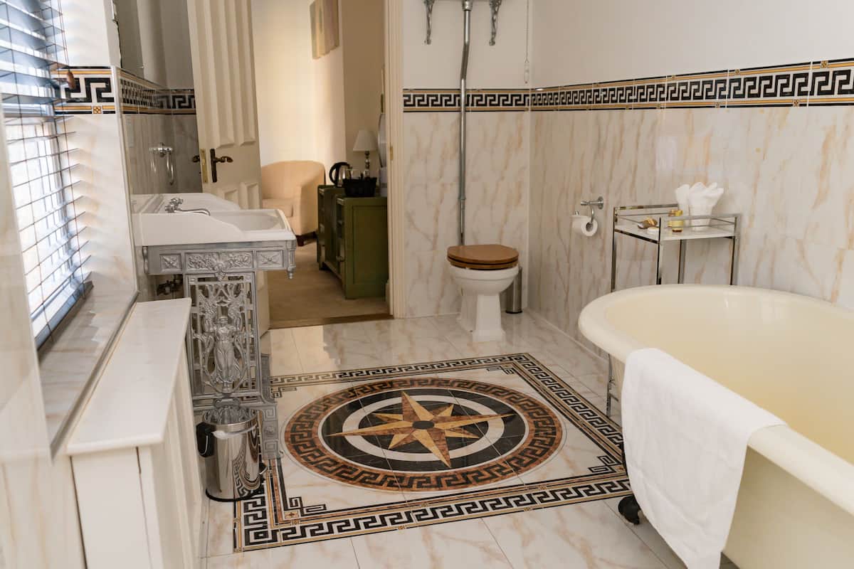 the georgian double (dog friendly) | bathroom | shower, rainfall showerhead, hair dryer, towels