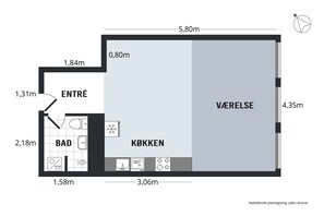 Apartment, 1 Queen Bed | Floor plan - Apartment in Strandvejen 2nd floor (Copenhagen)