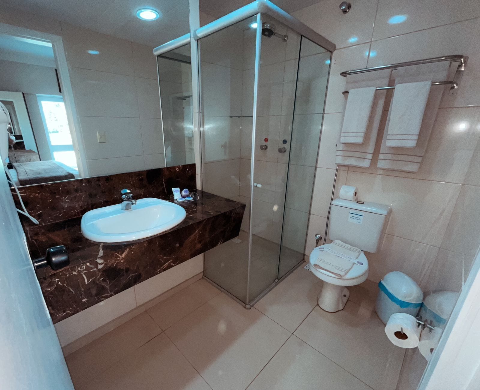 double or twin room | bathroom | free toiletries, hair dryer, towels