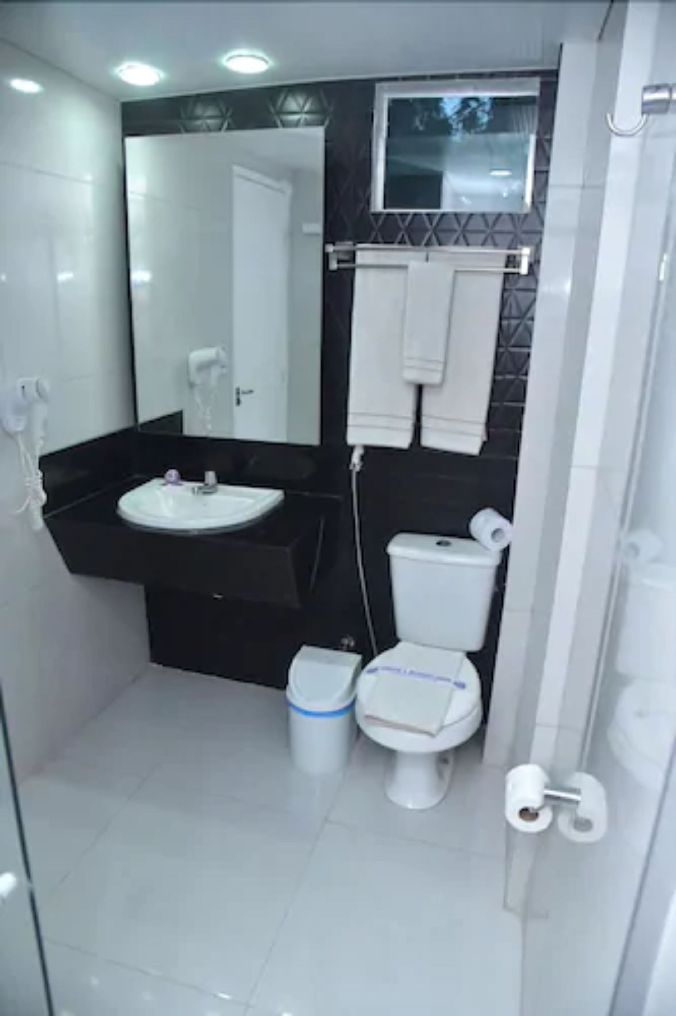 free toiletries, hair dryer, towels